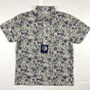 Leon Levin Women's Polo Shirt Short Sleeve Petite Small PS Purple Flower Golf